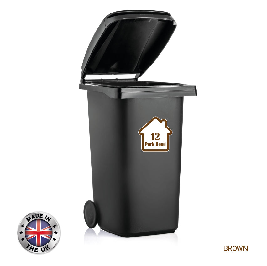 BIN01 Wheelie Bin x4 Custom Number and Street Name Stickers 150mm x 150m