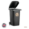 BIN02 Wheelie Bin x4 Number Rubbish Garbage Custom Stickers 150mm x 150m