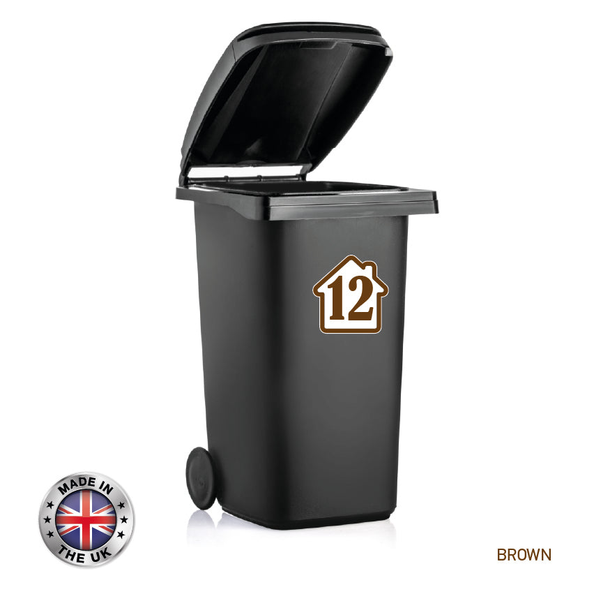 BIN02 Wheelie Bin x4 Number Rubbish Garbage Custom Stickers 150mm x 150m