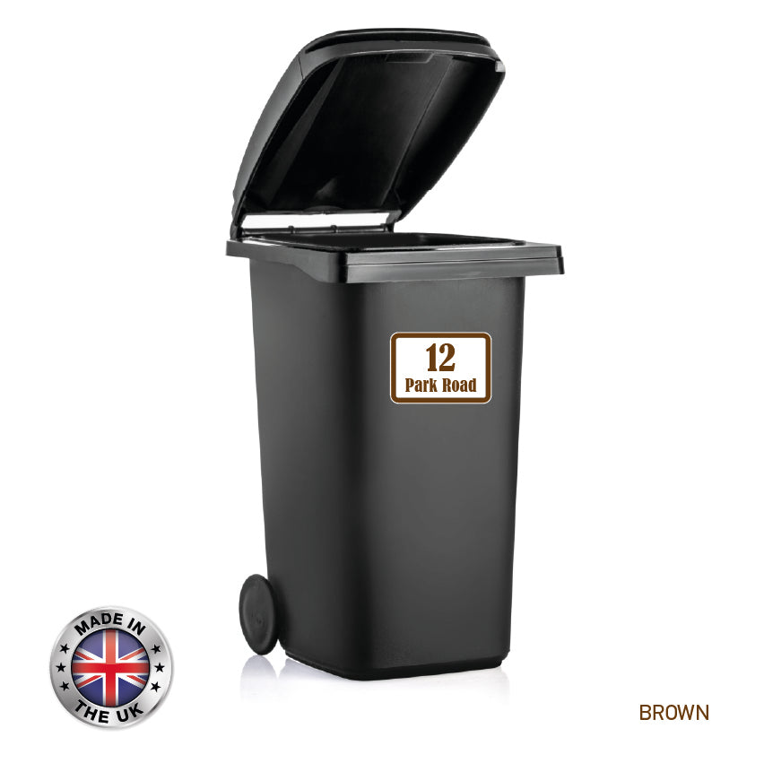 BIN03 Wheelie Bin x4 Custom Number and Street Name Stickers 170mm x 120m
