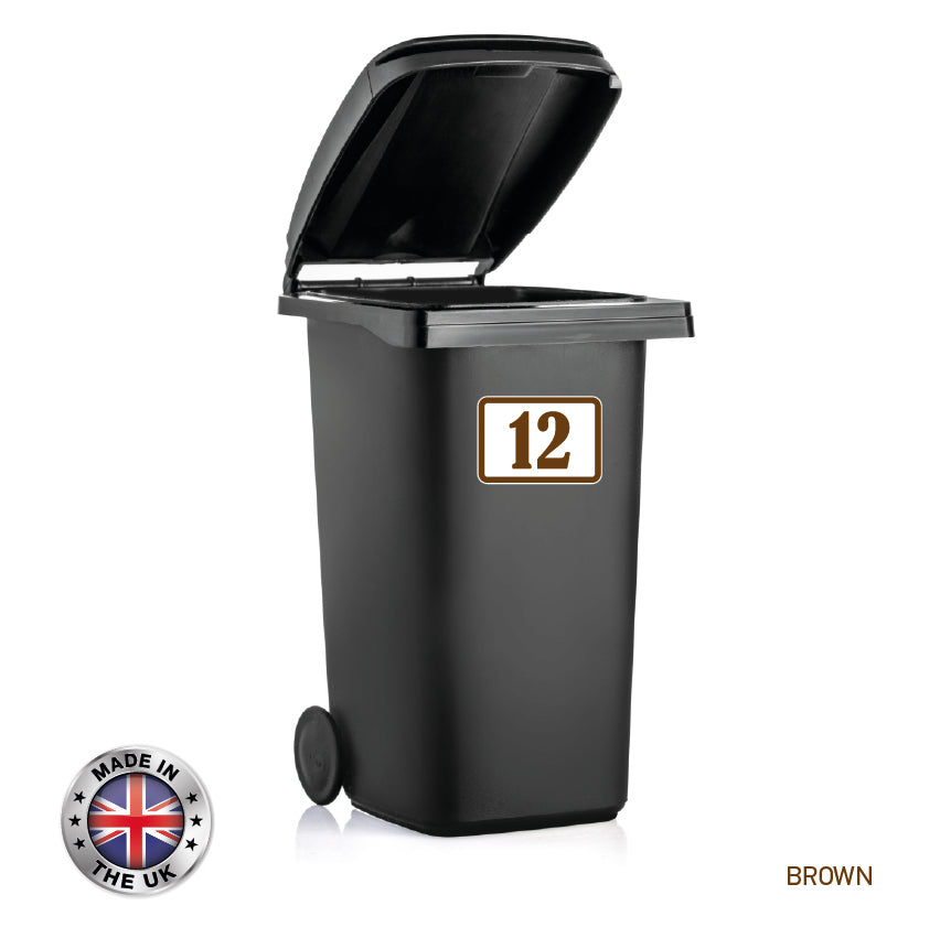 BIN05 Wheelie Bin x4 Number Rubbish Garbage Custom Stickers 170mm x 120m