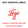 LOGO Printed Round Stickers, Personalised Stickers - Company Name Labels Flower