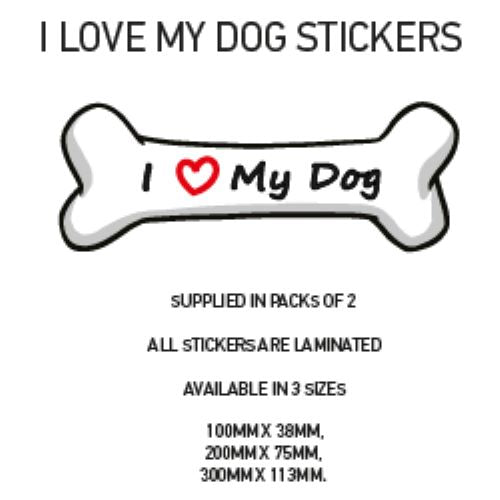 DBS01-50 Funny I Love My Dog Vinyl Sticker x2 Car Van Decal Pet Animal Lover Various Designs Available