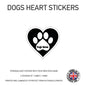 DHS01 4 x Personalised Heart Paw Dog Name Stickers 116mm x 110mm