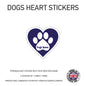 DHS01 4 x Personalised Heart Paw Dog Name Stickers 116mm x 110mm