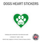 DHS01 4 x Personalised Heart Paw Dog Name Stickers 116mm x 110mm