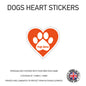 DHS01 4 x Personalised Heart Paw Dog Name Stickers 116mm x 110mm