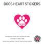 DHS01 4 x Personalised Heart Paw Dog Name Stickers 116mm x 110mm