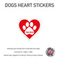 DHS01 4 x Personalised Heart Paw Dog Name Stickers 116mm x 110mm