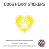 DHS01 4 x Personalised Heart Paw Dog Name Stickers 116mm x 110mm