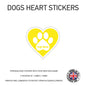 DHS01 4 x Personalised Heart Paw Dog Name Stickers 116mm x 110mm
