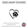 DHS02 4 x Personalised Heart Paw Dog Name Stickers 107mm x 110mm
