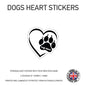 DHS02 4 x Personalised Heart Paw Dog Name Stickers 107mm x 110mm
