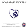 DHS02 4 x Personalised Heart Paw Dog Name Stickers 107mm x 110mm