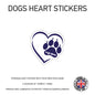 DHS02 4 x Personalised Heart Paw Dog Name Stickers 107mm x 110mm