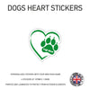 DHS02 4 x Personalised Heart Paw Dog Name Stickers 107mm x 110mm