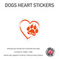 DHS02 4 x Personalised Heart Paw Dog Name Stickers 107mm x 110mm