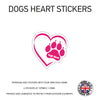 DHS02 4 x Personalised Heart Paw Dog Name Stickers 107mm x 110mm