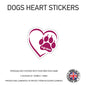 DHS02 4 x Personalised Heart Paw Dog Name Stickers 107mm x 110mm