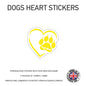DHS02 4 x Personalised Heart Paw Dog Name Stickers 107mm x 110mm