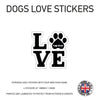 DLS01 4 x Personalised Love Dog Name Stickers 108mm x 110mm