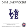 DLS01 4 x Personalised Love Dog Name Stickers 108mm x 110mm