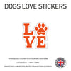 DLS01 4 x Personalised Love Dog Name Stickers 108mm x 110mm