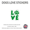 DLS02 4 x Personalised Love Dog Name Stickers 92mm x 110mm