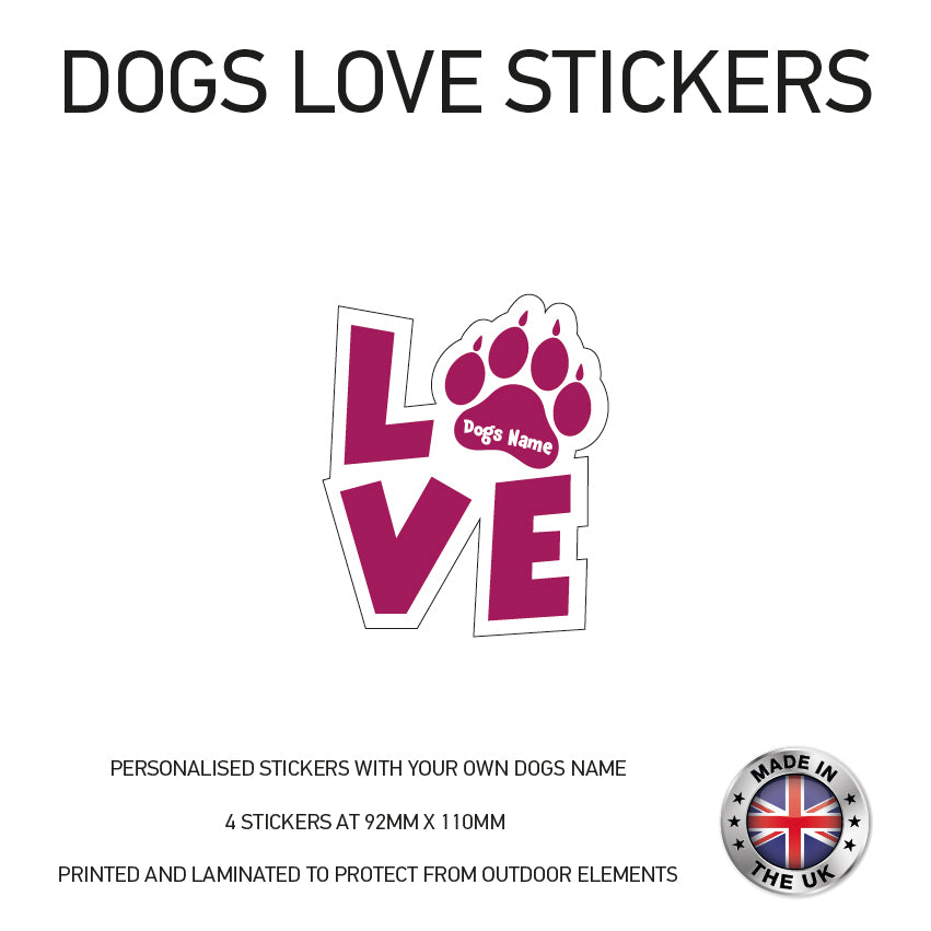 Personalised Dog Paw Name Stickers DLS/DHS/DPS01-02