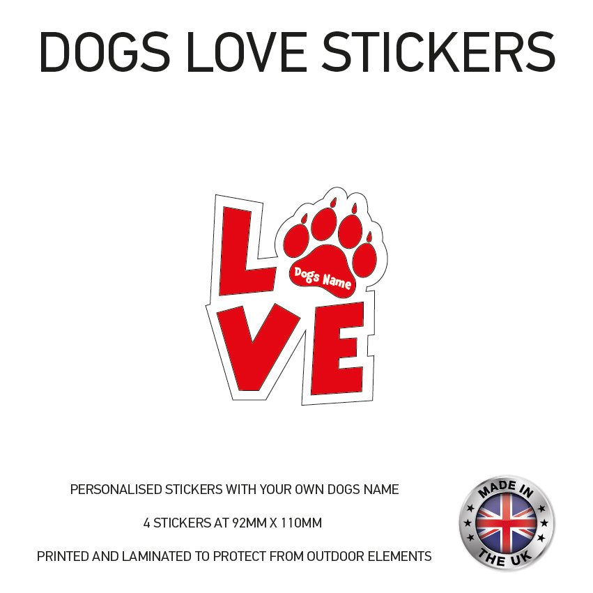 Personalised Dog Paw Name Stickers DLS/DHS/DPS01-02