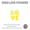 DLS02 4 x Personalised Love Dog Name Stickers 92mm x 110mm