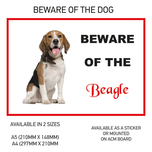 DS01-10 Funny Beware  Dog Vinyl Car Van Decal Printed Laminated Sticker Pet Animal Lover Various Designs Available