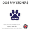 DPS01 4 x Personalised Paw Dog Name Stickers 116mm x 110mm