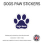 DPS01 4 x Personalised Paw Dog Name Stickers 116mm x 110mm