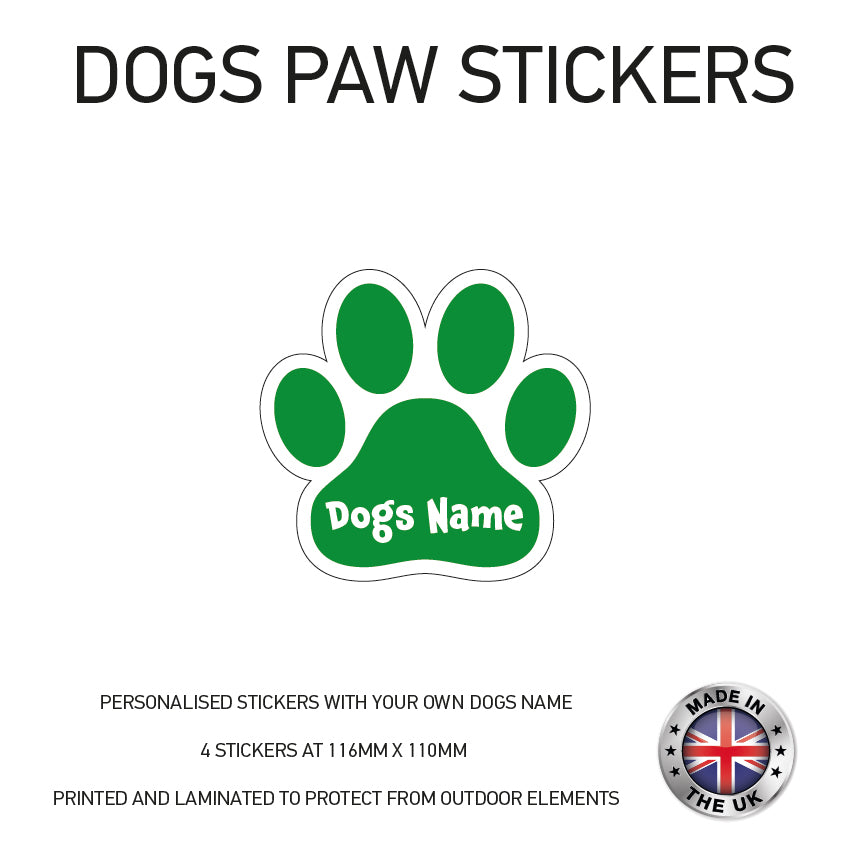 Personalised Dog Paw Name Stickers DLS/DHS/DPS01-02