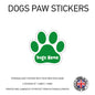 DPS01 4 x Personalised Paw Dog Name Stickers 116mm x 110mm