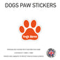 DPS01 4 x Personalised Paw Dog Name Stickers 116mm x 110mm