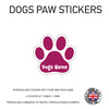 DPS01 4 x Personalised Paw Dog Name Stickers 116mm x 110mm