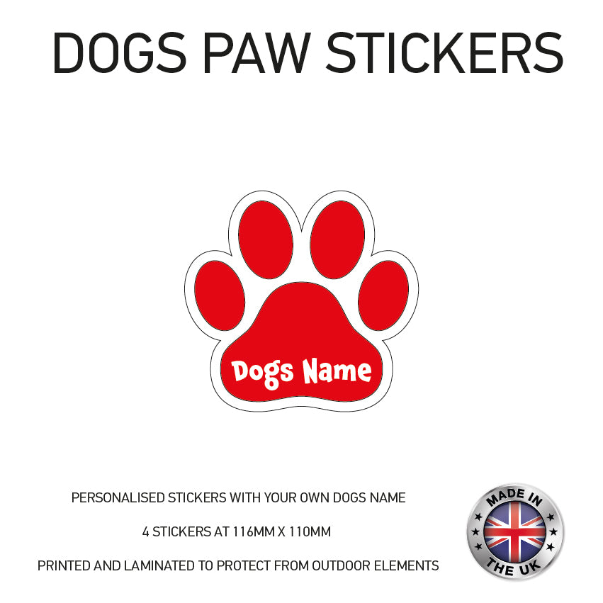 Personalised Dog Paw Name Stickers DLS/DHS/DPS01-02