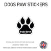 DPS02 4 x Personalised Paw Dog Name Stickers 108mm x 110mm