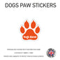 DPS02 4 x Personalised Paw Dog Name Stickers 108mm x 110mm