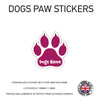 DPS02 4 x Personalised Paw Dog Name Stickers 108mm x 110mm