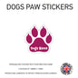 DPS02 4 x Personalised Paw Dog Name Stickers 108mm x 110mm