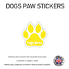 DPS02 4 x Personalised Paw Dog Name Stickers 108mm x 110mm