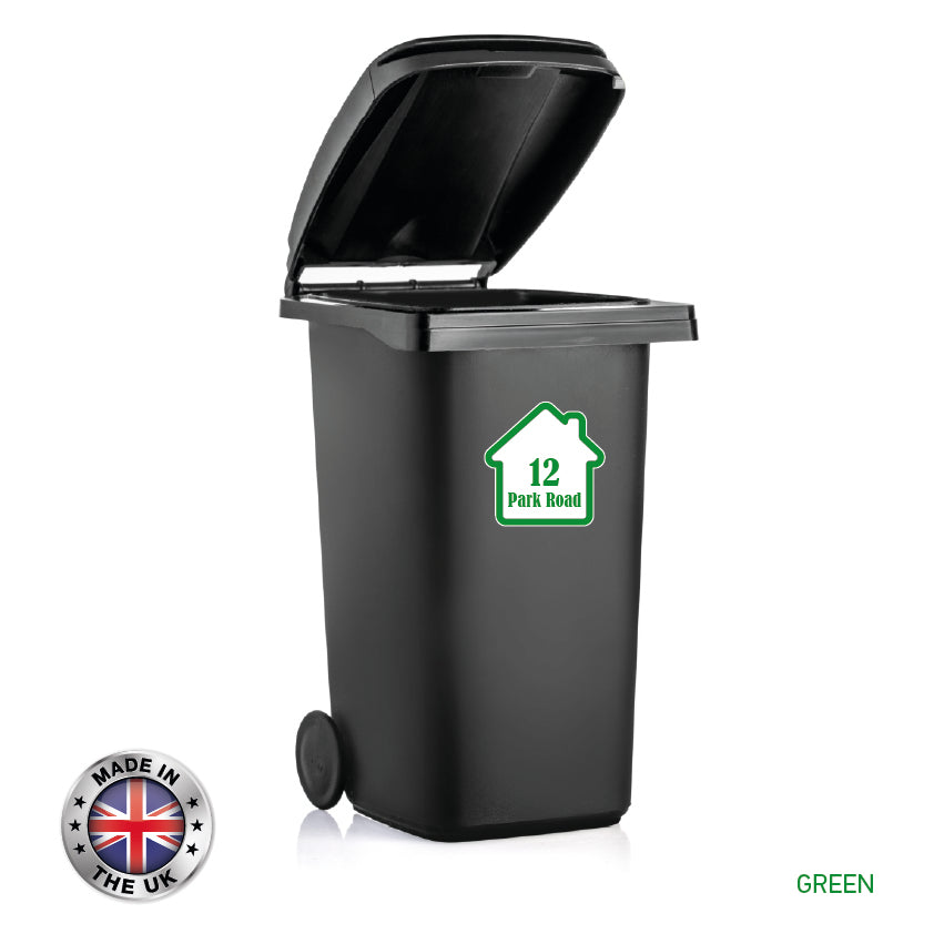 BIN01-06 Wheelie Bin x4 Custom Number and Street Name Stickers