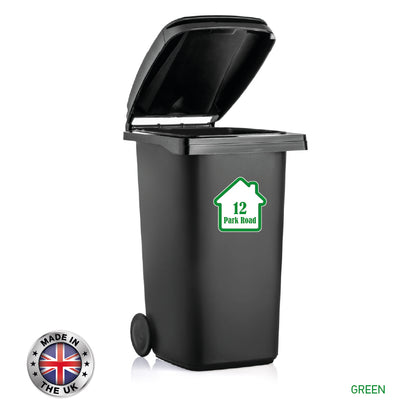 BIN01 Wheelie Bin x4 Custom Number and Street Name Stickers 150mm x 150m