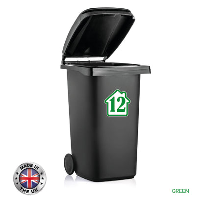 BIN02 Wheelie Bin x4 Number Rubbish Garbage Custom Stickers 150mm x 150m