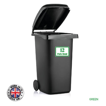 BIN03 Wheelie Bin x4 Custom Number and Street Name Stickers 170mm x 120m