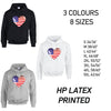 HD01 American Heart Unisex Cotton Hoodie 8 sizes 3 Colours Available Latex printed
