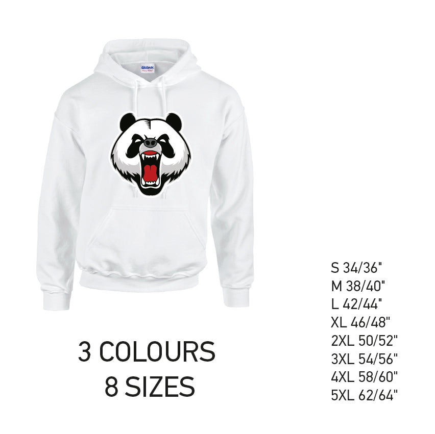 HD02 Angry Panda Unisex Cotton Hoodie 8 sizes 3 Colours Available Latex printed